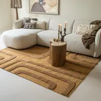Studio Clarice Tapis en laine – Judith Lines Marron | 200x290cm | Rectangulaire | Pile haute