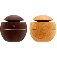 Melitt Humidificateur Rond en Grain de Bois Humidificateur Machine D'Aromathérapie en Grain de Bois Décoration de Bureau, Chambre à Coucher, Dortoir