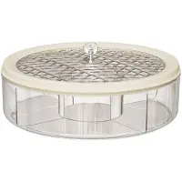 Melitt Assiette à Fruits de Luxe Transparente avec Couvercle, Boîte à Bonbons de Capacité, Boîte de Rangement Divisée pour Collations et Fruits Secs