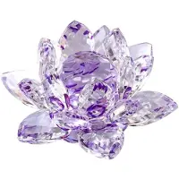 Typecat F Figurine de Fleur de Lotus en Cristal, DéCoration de Mariage pour la Saint-Valentin, Collection Artisanale en Verre, Ornements de Table, Cadeau