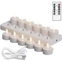 Typecat Bougies Chauffe-Plat Rechargeables Sans Flamme avec Minuterie, Bougies LED pour Decoration de Table de Mariage ou de Noël.