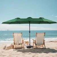 LVHOM Parasol double avec manivelle 4,53m x 2,67m, Parapluie, Parapluie à manivelle hydrofuge, Parapluie de marché basculant 360° pivotant, vert