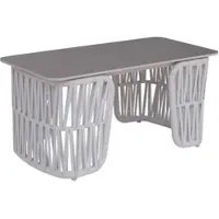 Mendler Table Basse Hwc-P90, Table De Jardin, Table De Balcon, Extérieur, Tressage En Corde, Pierre Frittée 43 X 90 X 45 Cm Gris Clair, Plateau Gris