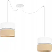 Light11 HOME Light-Home Juta Spider Lampe à suspendre - métal avec abat-jour en tissu - E27 - Spider 2-flamme 20 cm - base blanche et jute et blanc