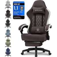 GTPLAYER Chaise de jeu Fauteuil de jeu ergonomique Chaise de bureau PC Gamer Racing Chaise avec surface en tissu, accoudoirs de liaison