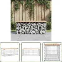 The Living Store Banc de jardin en gabions 103x44x42 cm pin massif