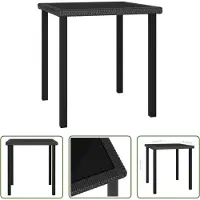 The Living Store Table de jardin noire 70x70x73 cm Poly rotin