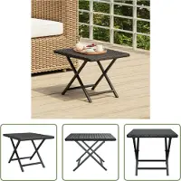 The Living Store Table pliante noire 45x35x32 cm Poly rotin