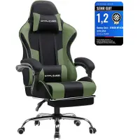 GTPLAYER Chaise de bureau Gaming Tissu Fauteuil ergonomique Gaming Chaise avec repose-pieds, appui-tête Coussin lombaire, rembourré Gaming Chair, vert