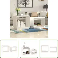 The Living Store Tables de salon 2 pcs. Blanc Pin massif