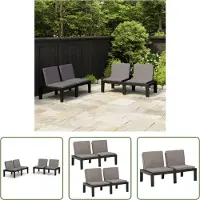 The Living Store Bancs de jardin avec coussins 2 pcs. Plastique gris
