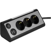 REV Light Socket 3 Fold 2x Usb Power Strip Noir One Size / EU Plug 220V