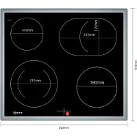 NEFF N 50, Table de cuisson électrique 60cm, noir, avec cadre à poser, M16SRF0L0