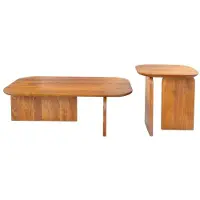 Meublorama Tables basses ORION 145 cm en bois d'acacia massif coloris bois naturel