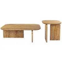 Meublorama Lot de 2 tables basses ORION en bois massif de manguier