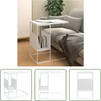 The Living Store Table d'appoint blanche 55x36x59,5 cm Bois composite