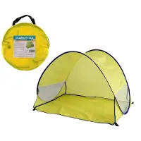 Teddies Tente de plage avec filtre UV 100x70x80cm rectangle polyester/métal auto pliant jaune dans un sac en tissu