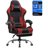 GTPLAYER Chaise de bureau Gaming Tissu Fauteuil ergonomique Gaming Chaise avec repose-pieds, appui-tête Coussin lombaire, rembourré Gaming Chair, ROUGE
