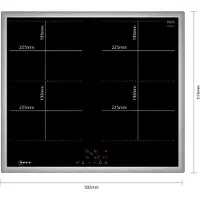 NEFF N 50, Plaque de cuisson à induction, 60 cm, avecau sol, noir, avec cadre, M66SBX1L0