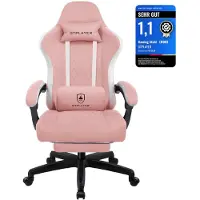GTPLAYER Chaise de jeu Fauteuil de jeu ergonomique Chaise de bureau PC Gamer Racing chaise en tissu, avec repose-pieds rose