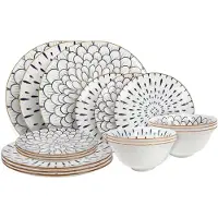 Cookinglife Ensemble de vaisselle Noria 18 pièces / 6 personnes - 6 assiettes à dîner, 6 assiettes à petit-déjeuner et 6 bols