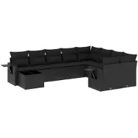vidaXL Ensemble de salon de jardin 10 pièces avec coussins Marron Poly Rattan
