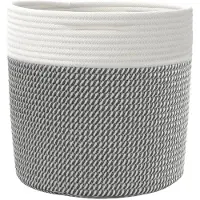 vidaXL Paniers de rangement 2 pcs gris et blanc Ø28x28 cm coton