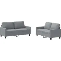 vidaXL Ensemble de canapés 2 pièces avec coussins Tissu gris clair
