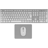Tacens 6ZENITHWES, Sans fil, RF Wireless, Membrane Key Switch, QWERTY, Argent, Blanc, Souris incluse