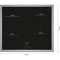 Siemens iQ100, Table de cuisson à induction, 60 cm, noir, Avec cadre à poser, EH645BEB6E