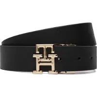Tommy Hilfiger Ceinture 'TH Monogram Plaque Buckle Reversible' cognac / noir