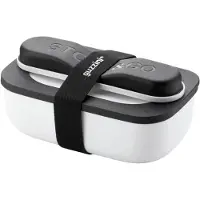 Guzzini Lunch Box Blanche Avec Compartiment Et Set De 3 Couverts En Inox