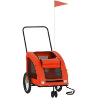 vidaXL Remorque pour vélo Chiens Orange et Gris Tissu Oxford et fer