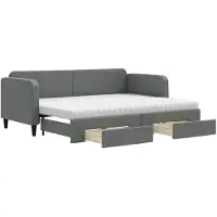 vidaXL Lit de jour extensible avec tiroirs gris foncé 80x200 cm Tissu