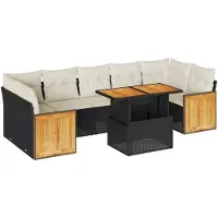 vidaXL Ensemble de jardin canapé 8 pièces avec coussins noir poly rotin