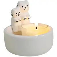 Wella Bougeoir en Céramique en Forme de Chat Mignon, Chandelier D'Aromathérapie pour Salon, Décoration de Bureau, Cadeau D'Anniversaire, Ornement