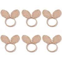 Wella 6 Pièces Ronds de Serviette Oreilles de Lapin de Pâques Ronds de Serviette Support Ronds de Serviette Boucles Décoration de Table à Manger