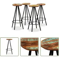 The Living Store Barhocker 4 Stk. Massives Altholz