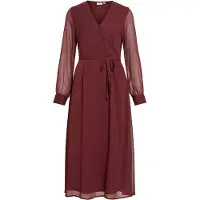 Vila Falia Long Sleeve Midi Dress Rouge 44 Femme