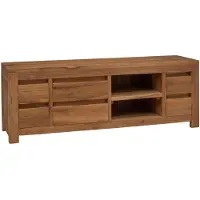 vidaXL Meuble TV 110 x 30 x 40 cm en teck massif naturel