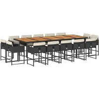 vidaXL Ensemble de jardin 15 pièces avec coussins Noir Poly Rattan