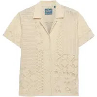 Superdry Lace Beach Resort Long Sleeve Shirt Beige M Femme