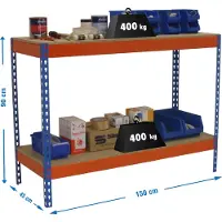 Simon Rack Table de travail et de montage en métal sans parafousses SIMONWORK BASIC 2 901545-2 BLEU/LARANJA/MADEIRA