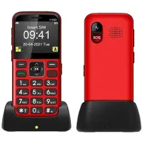 YONIS Téléphone Portable 4G Pour Seniors Écran 2.31 Pouces Batterie 1800mAh Avec Base De Charge Rouge