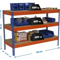 Simon Rack Table de travail et de montage en métal sans parafousses SIMONWORK BASIC 3 901545-3 BLEU/LARANJA/MADEIRA