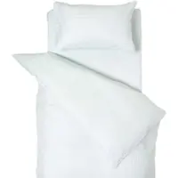 Homescapes Linge de lit pour enfants, bleu avec rayures satinées, 100 % coton, densité de fils 330