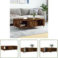 The Living Store Table basse chêne fumé 104x60x35 cm bois composite