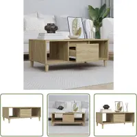 The Living Store Table basse Chêne Sonoma 90x50x36,5 cm Matériau dérivé du bois