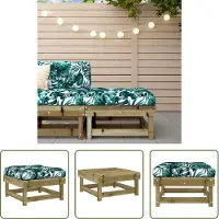 The Living Store Tabouret de jardin avec coussin Pin imprégné