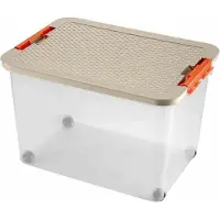 Heidrun Rollerbox 45 l, 52 x 37 x 34 cm Couvercle aspect rotin couleurs assorties